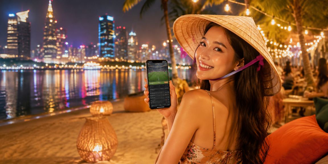 Người dùng xem thể thao và đặt cược tại TP. Hồ Chí Minh với nón lá